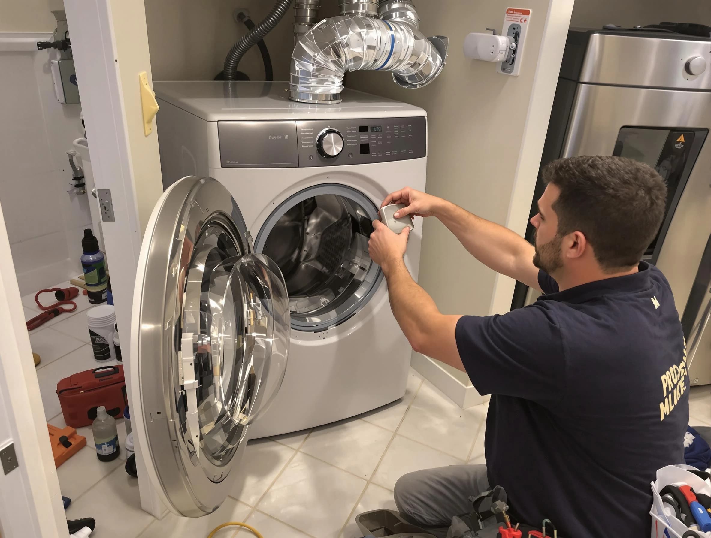 Ashland City Dryer Vent Cleaning technician performing precise dryer vent hose installation in Ashland City