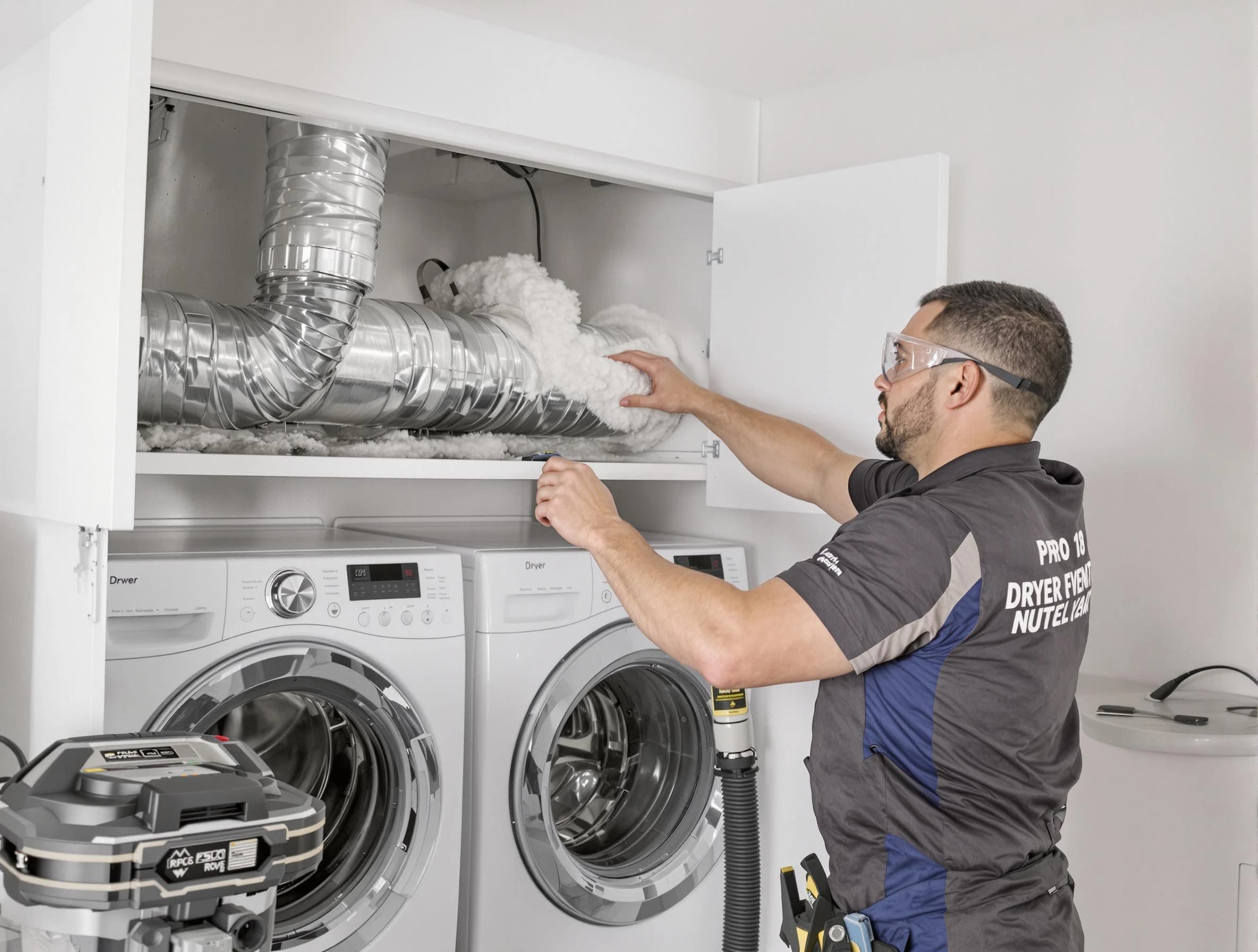Ashland City Dryer Vent Cleaning certified technician performing specialized gas dryer vent cleaning in Ashland City